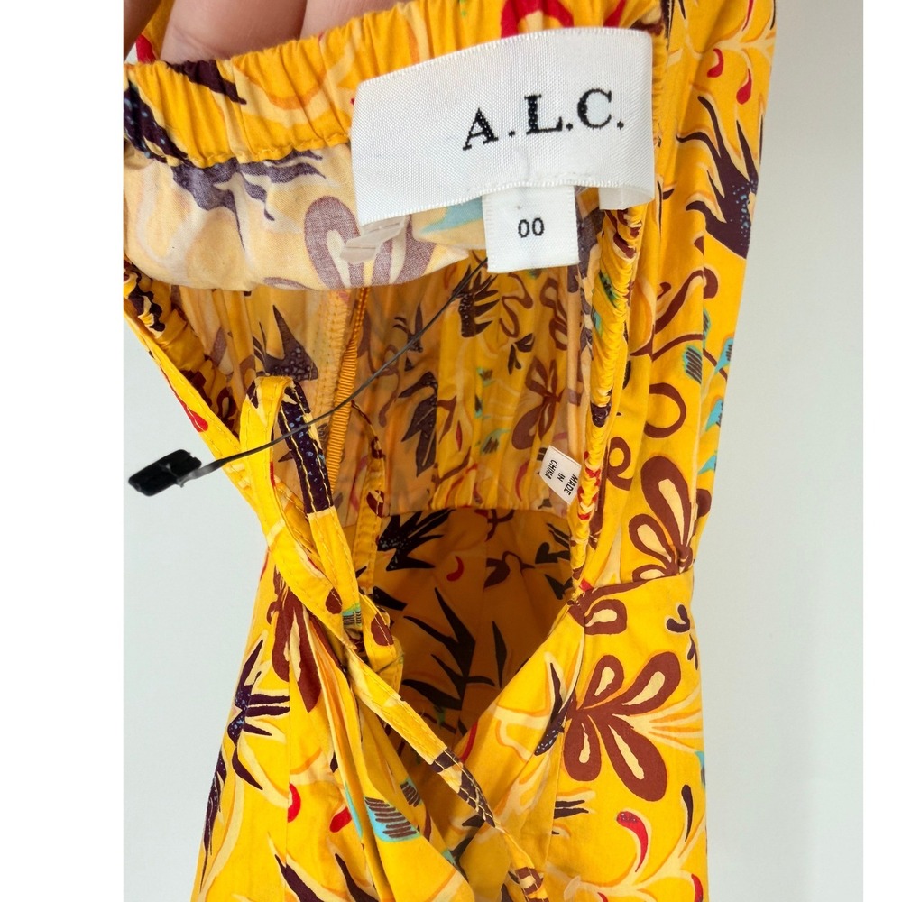 A.L.C. Arit Yellow Floral Maxi Dress Open Back Size 00 - Picture 5 of 8